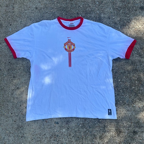 Vintage Y2K Nike Team Manchester United T Shirt Soccer Tee Mens XXL MUFC White - Picture 1 of 16
